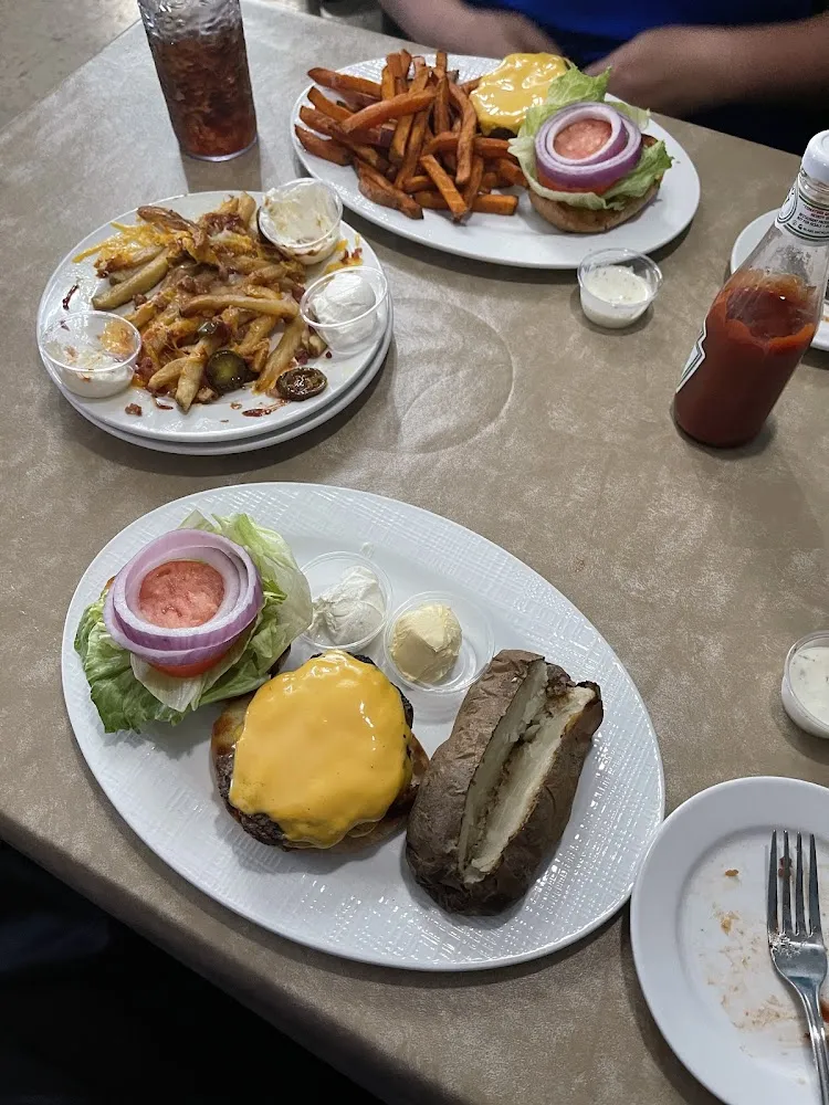 Cheeseburger and Baked Potato